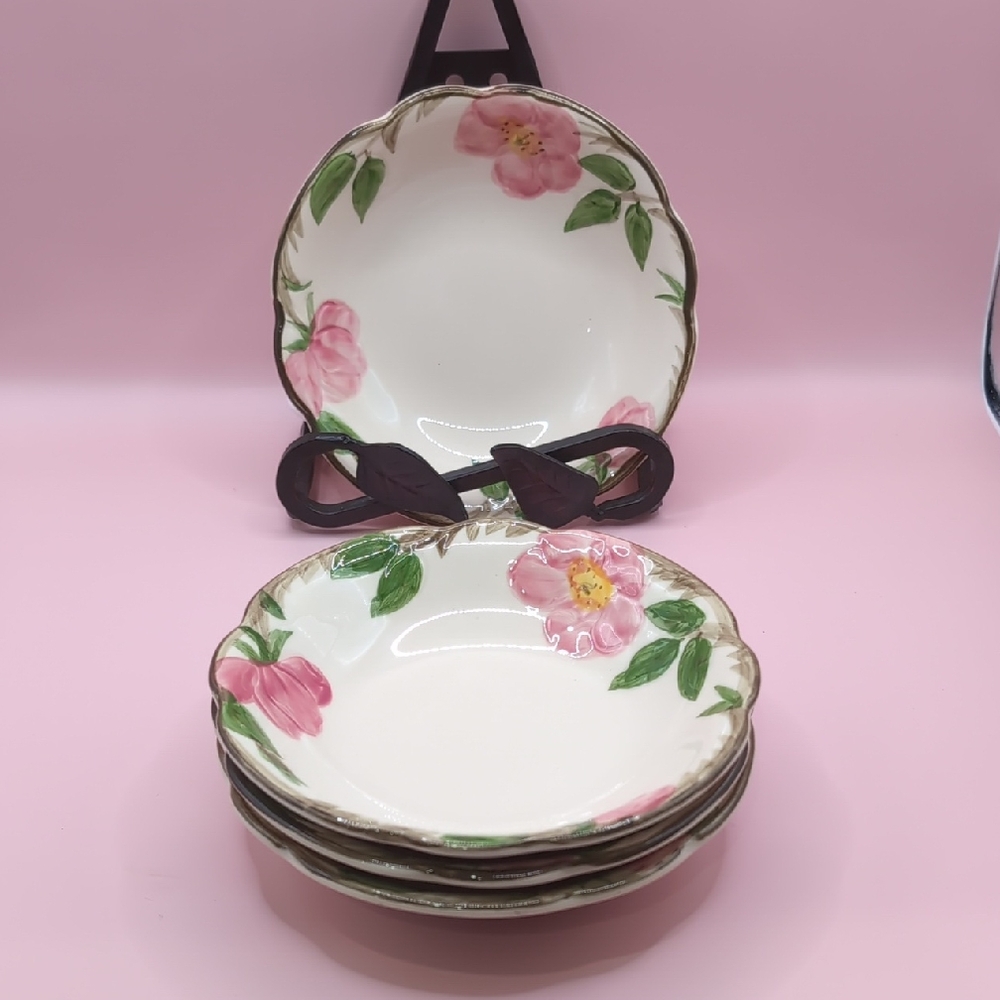 Four (4) Vintage Franciscan Desert Rose Earthenware Berry Side Dish Bowls 5.25"